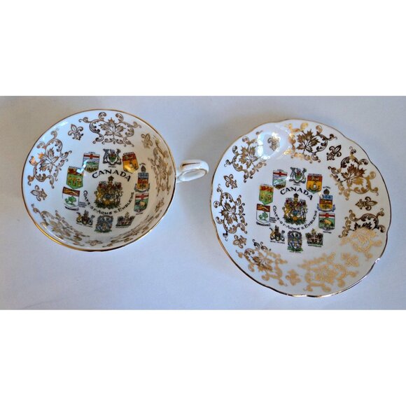 Tea Cup and Saucer Paragon Souvenier Canada Teacup Saucer Plate Tea Set - Picture 4 of 8